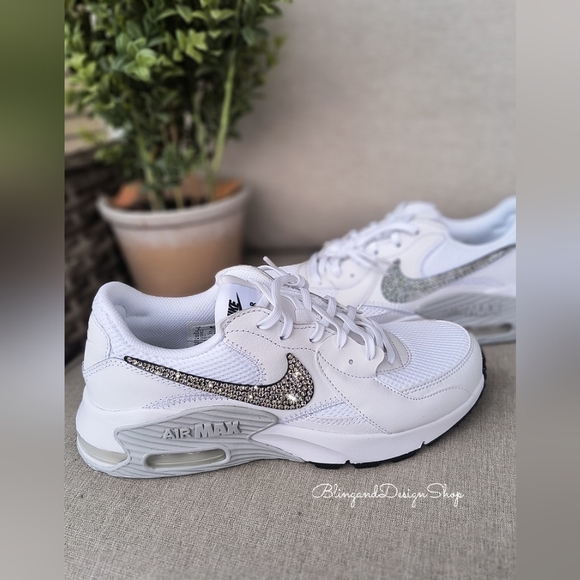 Nike Air Max Excee Womens White Sneakers Shoes Made with Swarovski Crystals - Picture 5 of 8